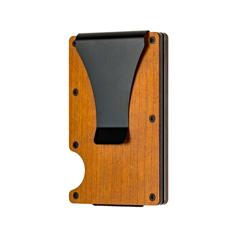 kaarditasku-puidust-copper-brown-color-white-background-otsevaates Puidust Kaarditasku Elevated Timber KT005 Clip kinnitus Copper Brown värv otsevaates